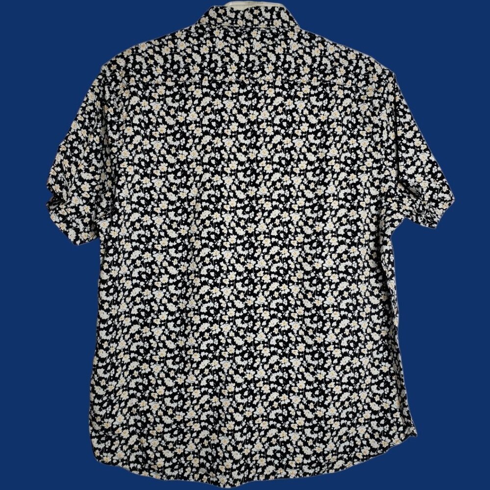 Cactus Man By Ricky Singh MensFloral Button Down Shirt Blk/Wht Large - Picture 2 of 12